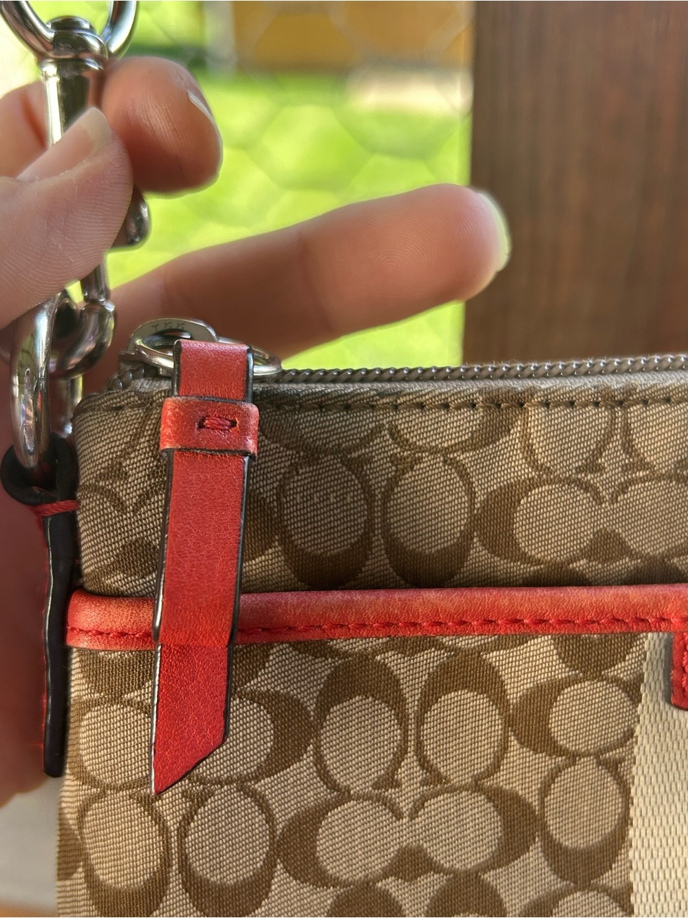 Coach Signature striped Carnelian Swingpack Crossbody - Picture 2 of 16